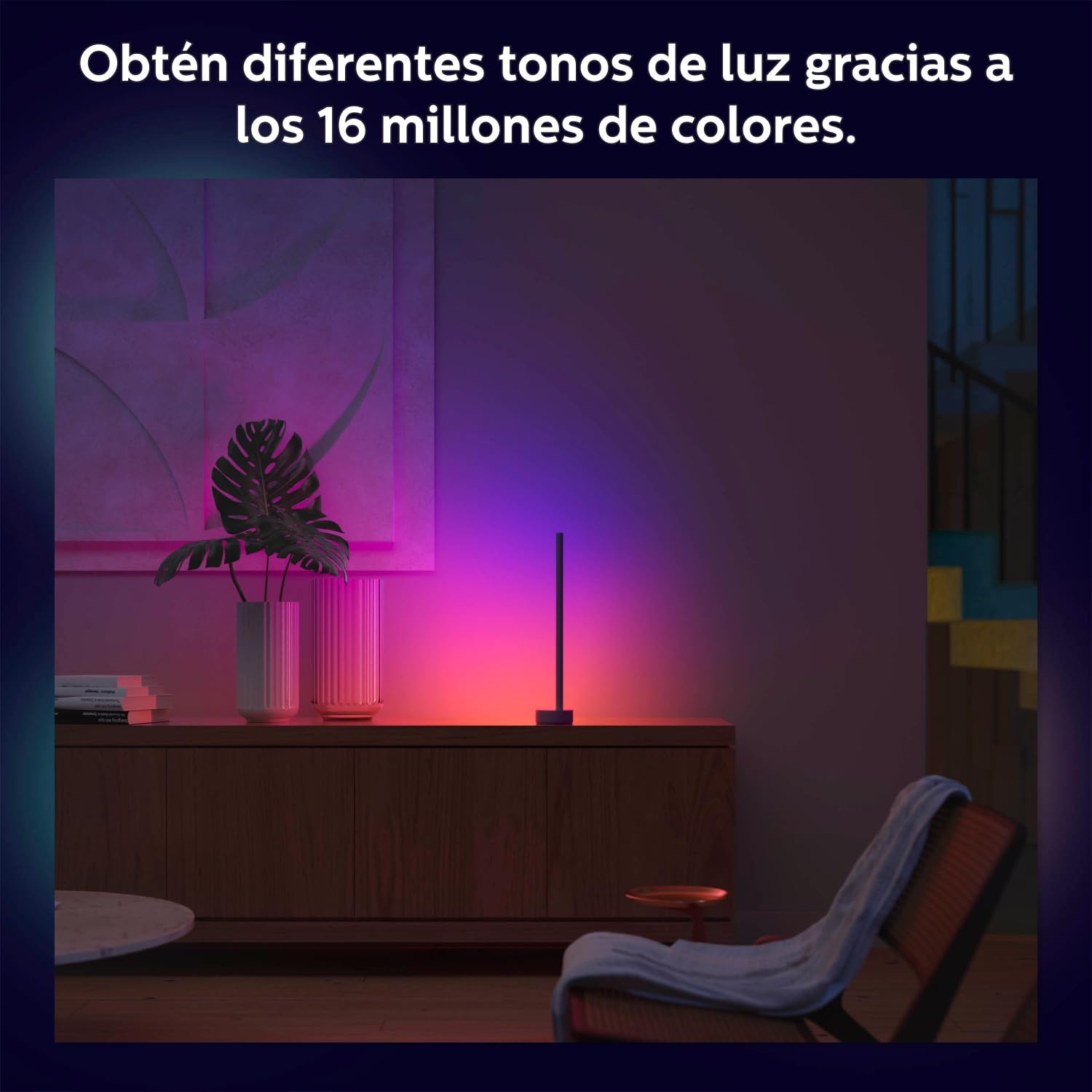 Philips Hue – Lámpara inteligente, Hue Signe, Lámpara de Pie LED Inteligente Gradient, Luz Blanca y Luces de Colores, Sistema de Iluminación con Tira Led Compatible con Alexa y Google Home,Color Negro