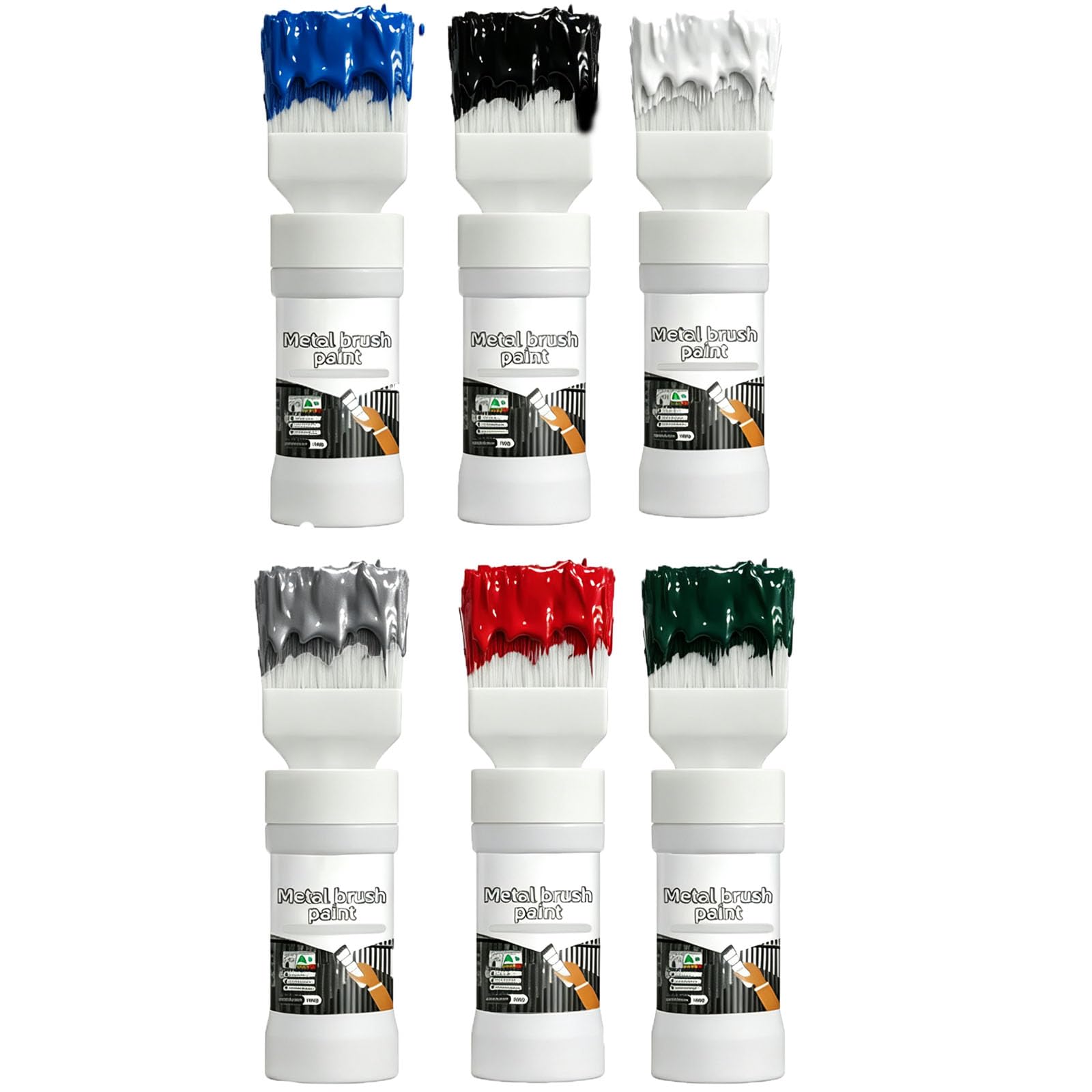 Peinture argentée métallisée à base d'eau avec pinceau intégré (6pcs)