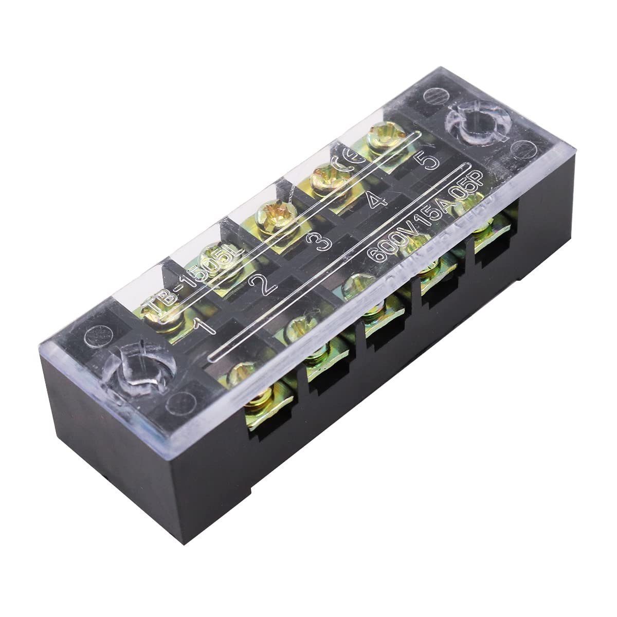 Namvo 5 Sets Terminal Block 5Position 600V 15A Dual Row Screw Terminal Strip With 400V 15A Red and Black Insulated Terminal Barrier Jumper Strips - Image 3