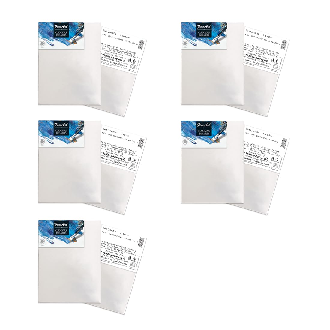 Fine Art Canvas Board 6x8, Pack of 5, for Painting, 100% Cotton Fine Grain Canvas Board, for Acrylic & Oil Painting, White | Ideal for Artists and Beginners