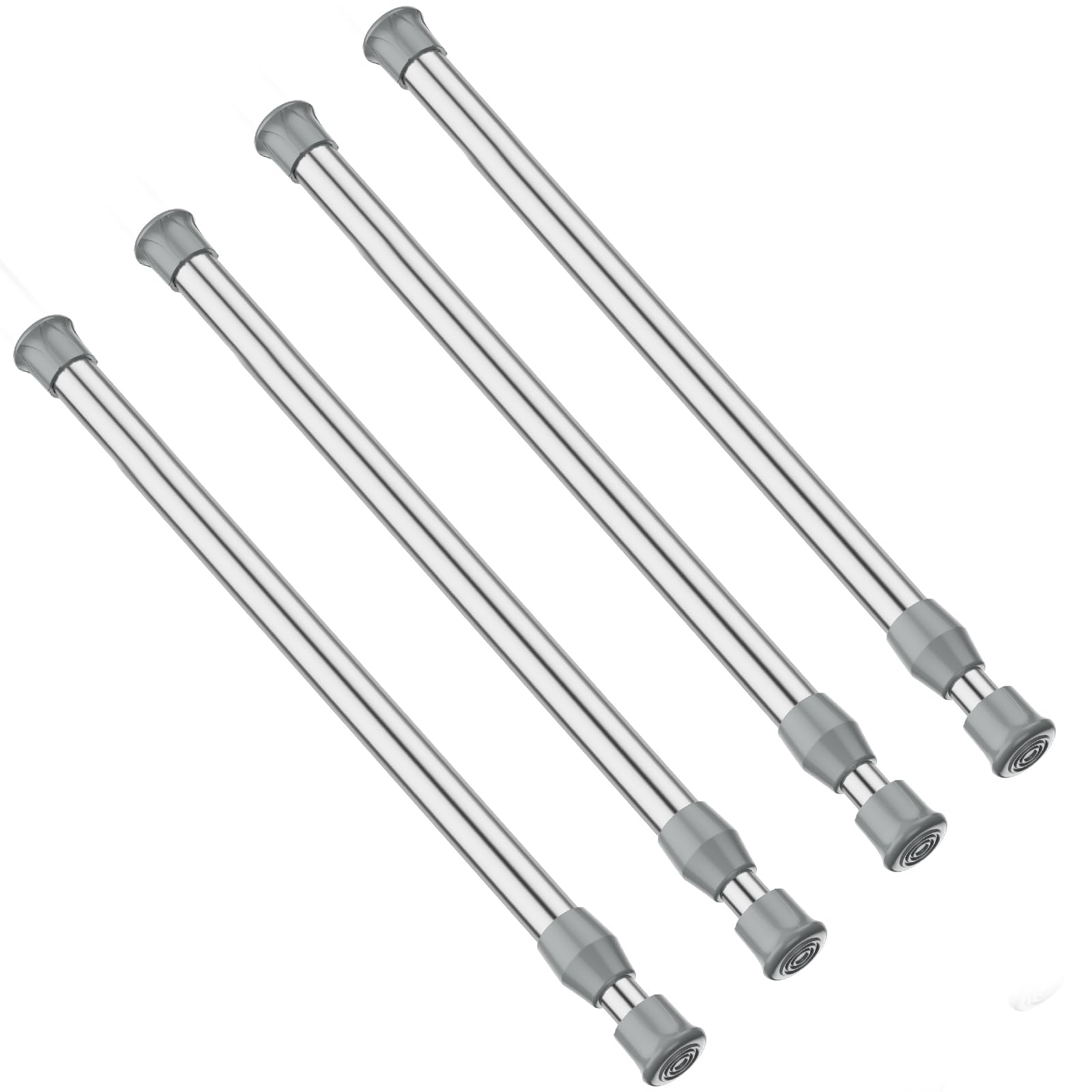 AIZESI Spring Tension Curtain Rod Short Tension Rod (Silver,17"to 28"-4Pcs)