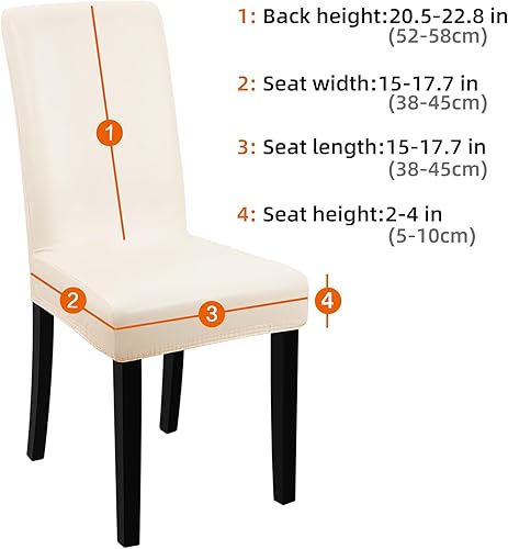 Miniatura 4 de Fundas para sillas de comedor, de piel sintética sólida, impermeable y resistente al aceite, fundas protectoras para sillas de comedor (beige,