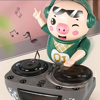 DJ Swinging Piggy Toy, DJ Light Music Dancing Pig Toy with Colorful Light Swing Back and Forth, Cute Pig Children's Toys with 20 Songs and Colorful Lights (DJ Pig)