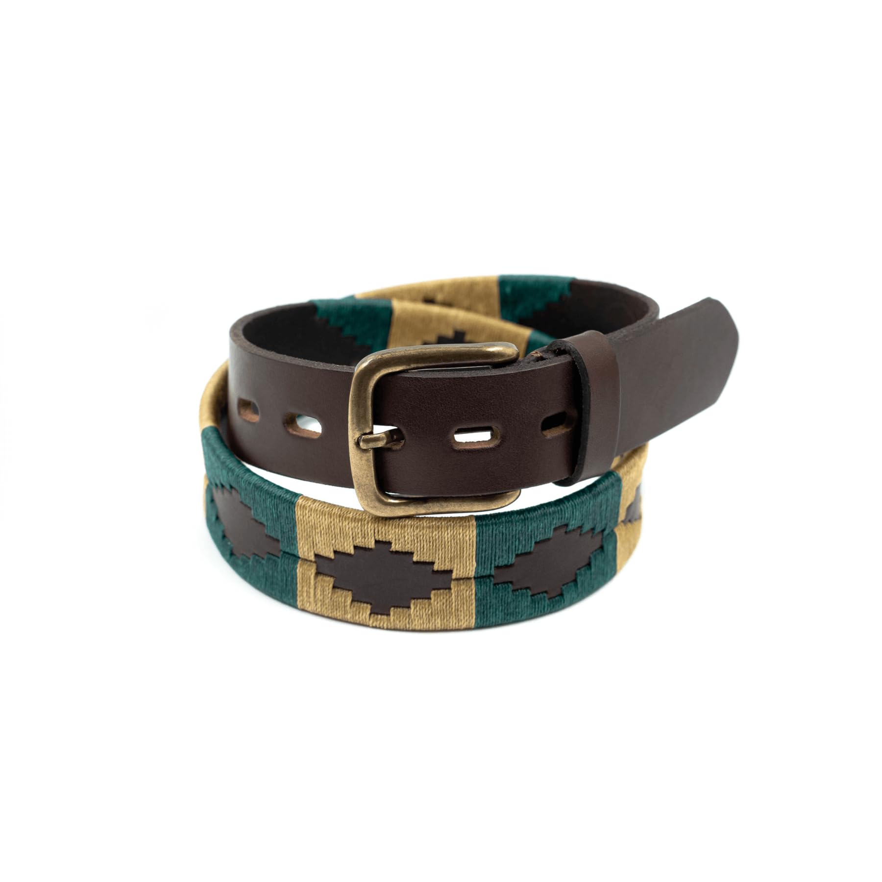 GauchoLife Embroidered Leather Polo Belt Hand-Stitched Gaucho Style Golf Belt for Men