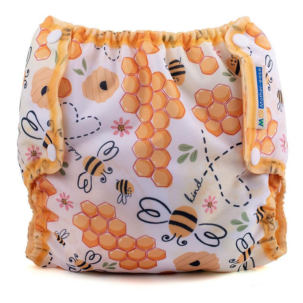 Mother-ease Airflow Nappy Wrap, XS-XXL, Dino/Sunshine, Waterproof Polyester with PUL, Breathable Reusable Cover, Popper Fastening (BeeKind, XS) — image 1