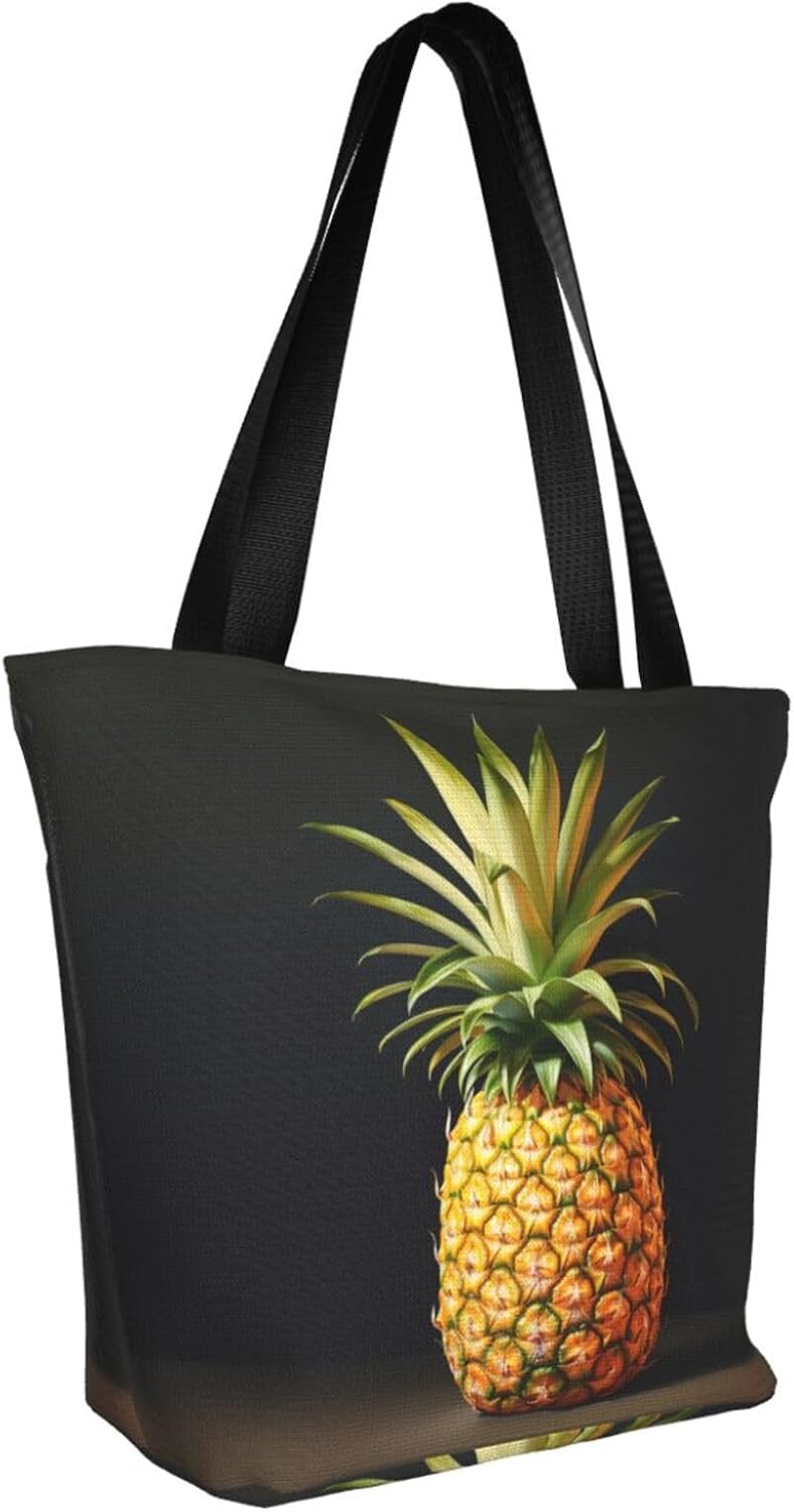 pineapple Painting Print Trendy Lightweight Shoulder Tote Bag Travel Beach Work Commuting Multiple Occasions