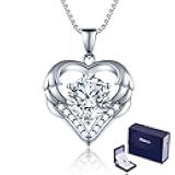 Moissanite Necklace for Women 1.0ct D Color, Sterling Silver Heart Necklace, Anniversary Gifts for Women, Making It A Perfect Gift for Your Wife, Girlfriend Mom