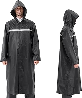 Pahajim Casaco de Chuva Longo para Adultos, Casaco Ripstop Reutilizável com Capuz Ajustável, Casaco Impermeável Leve, Casaco Impermeável para Homens e Mulheres
