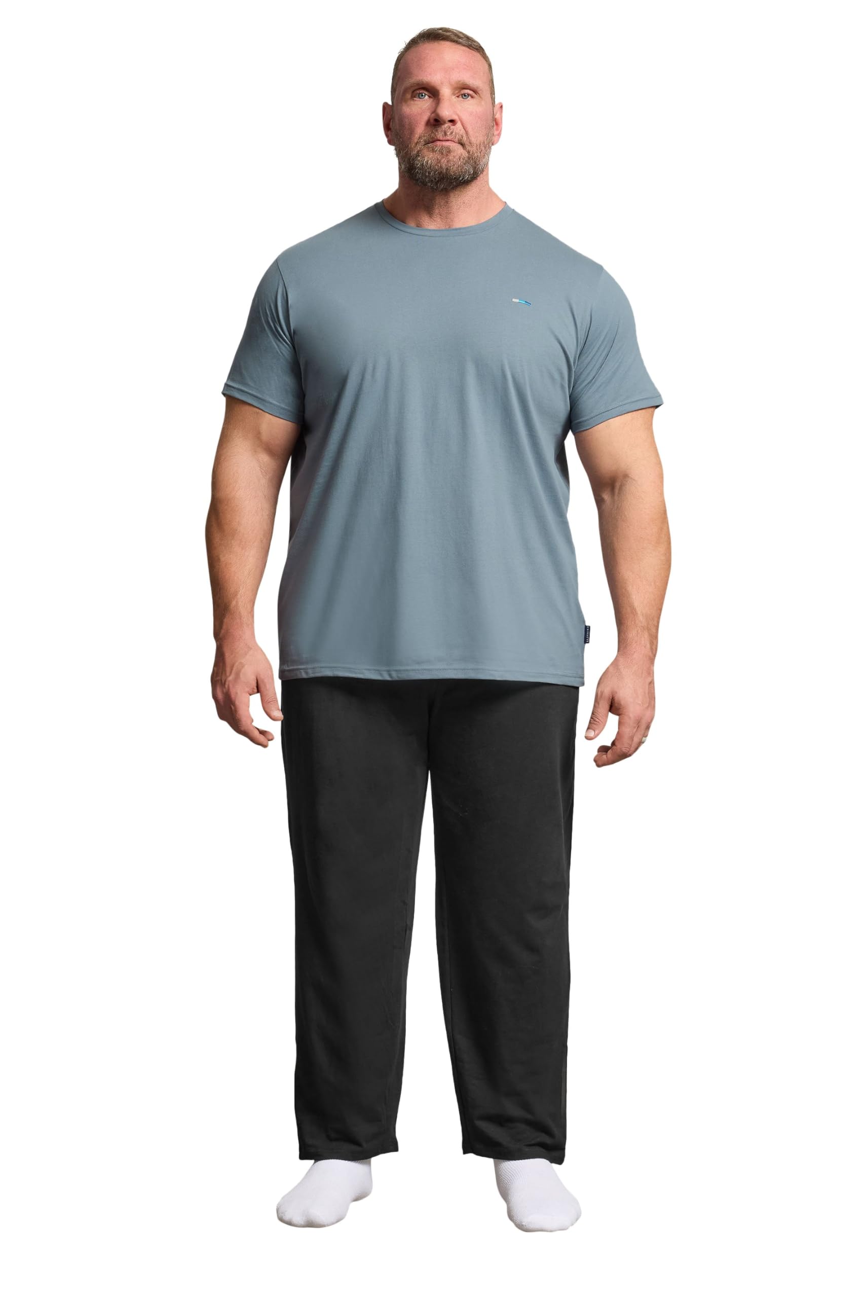 Badrhino Men's Blue Big & Tall Petrol Lounge Trouser & T-Shirt Set - Plus Size Curve