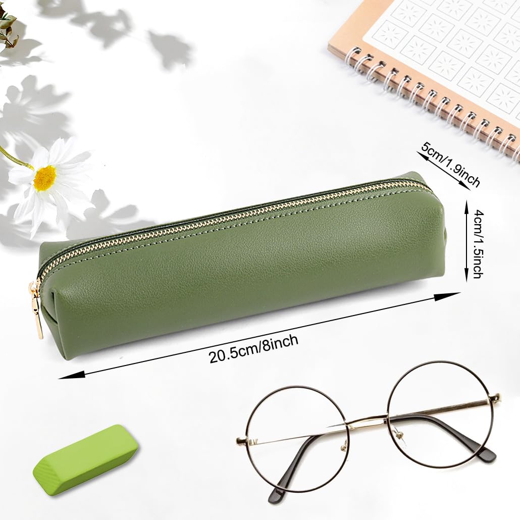 iSuperb Pencil Case for Girls Large Pencil Cases Boys Aesthetic Pen Case Double Zippers Pencil Box with Grip Handle Oxford Cloth Pencil Bags Stationery Storage Pouch Office Supplies (Green) - Image 3