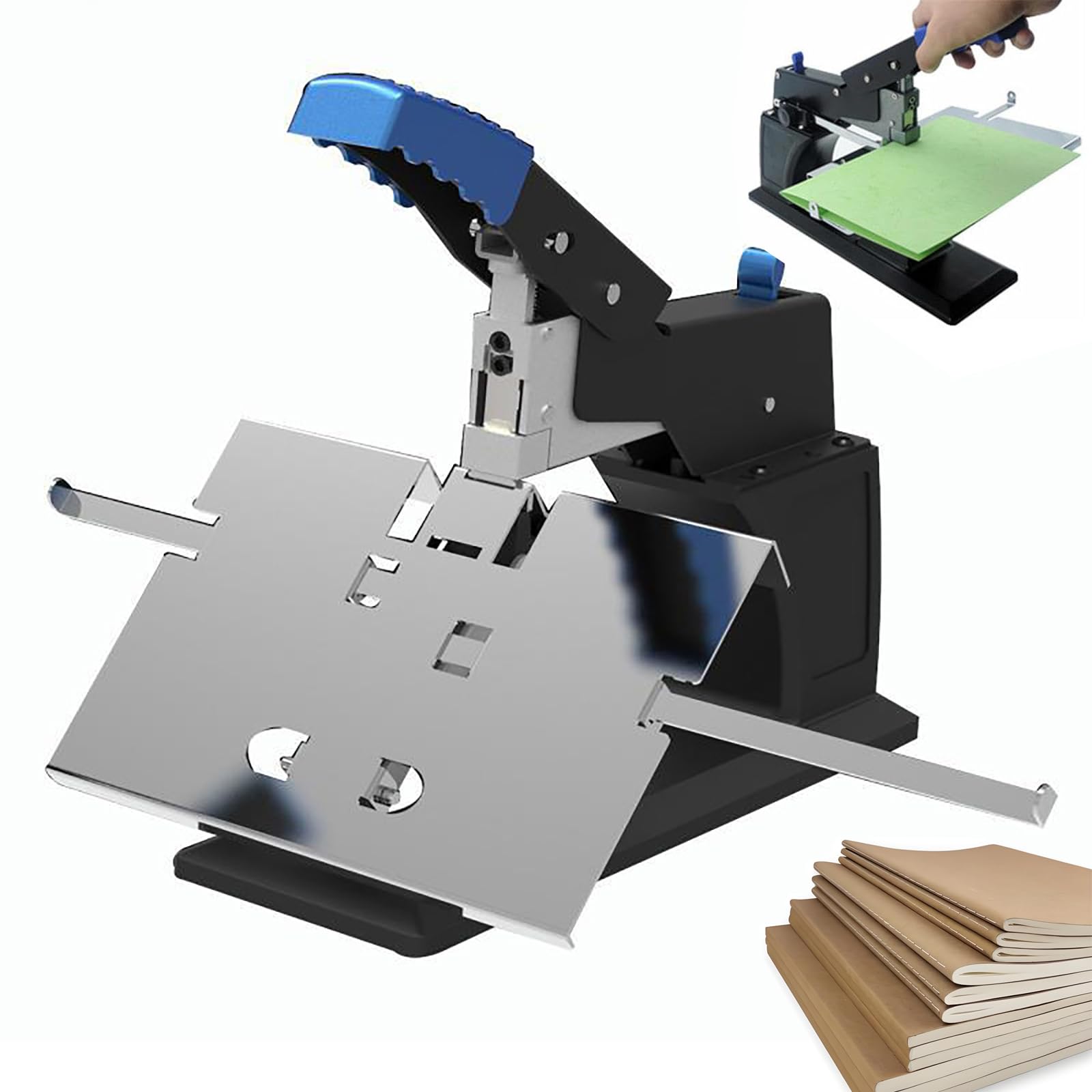 Schwerlasthefter, manuell, flacher Sattelhefter, 6,5 mm maximale Bindestärke, Push-Push-Nagelschlitz-Design für Hefte, Dokumente, Leder