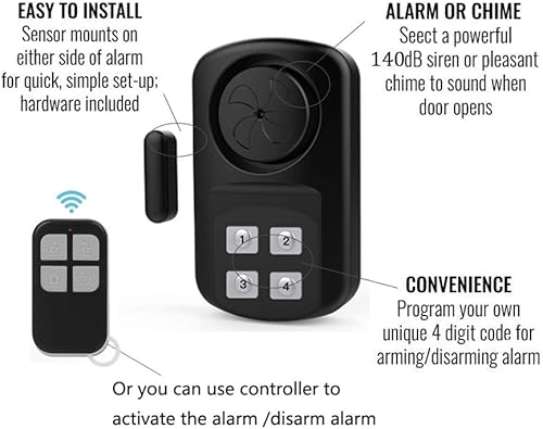Miniatura 3 de HENDUN Alarma de puerta de piscina inalámbrica para exteriores con control remoto, 140 db de ruido, sensor de alarma de puerta impermeable,