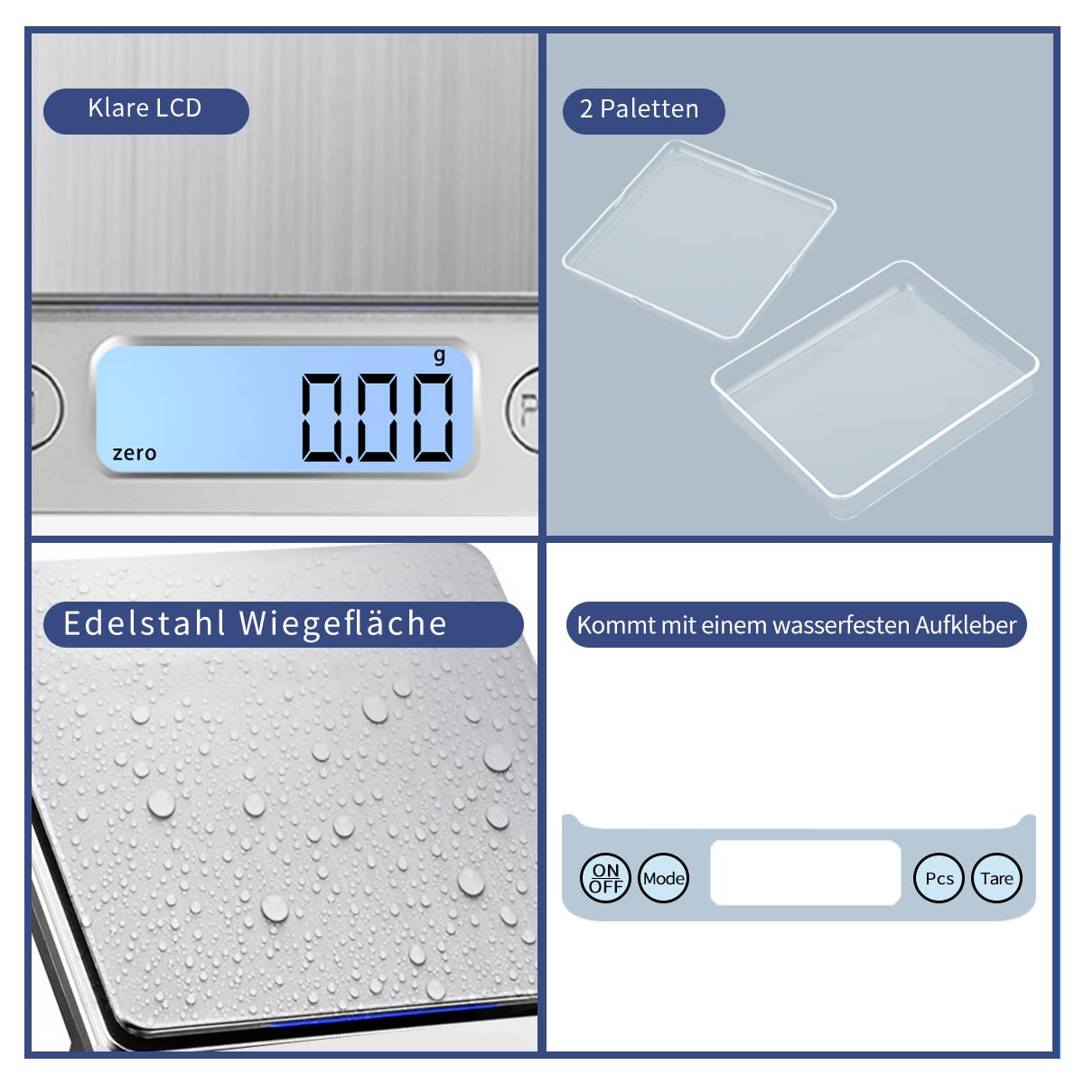Báscula digital de cocina, 1 kg/0,01 g, carga USB, de alta precisión, báscula digital, báscula de acero inoxidable, perfecta para joyas, monedas, polvos, para hornear