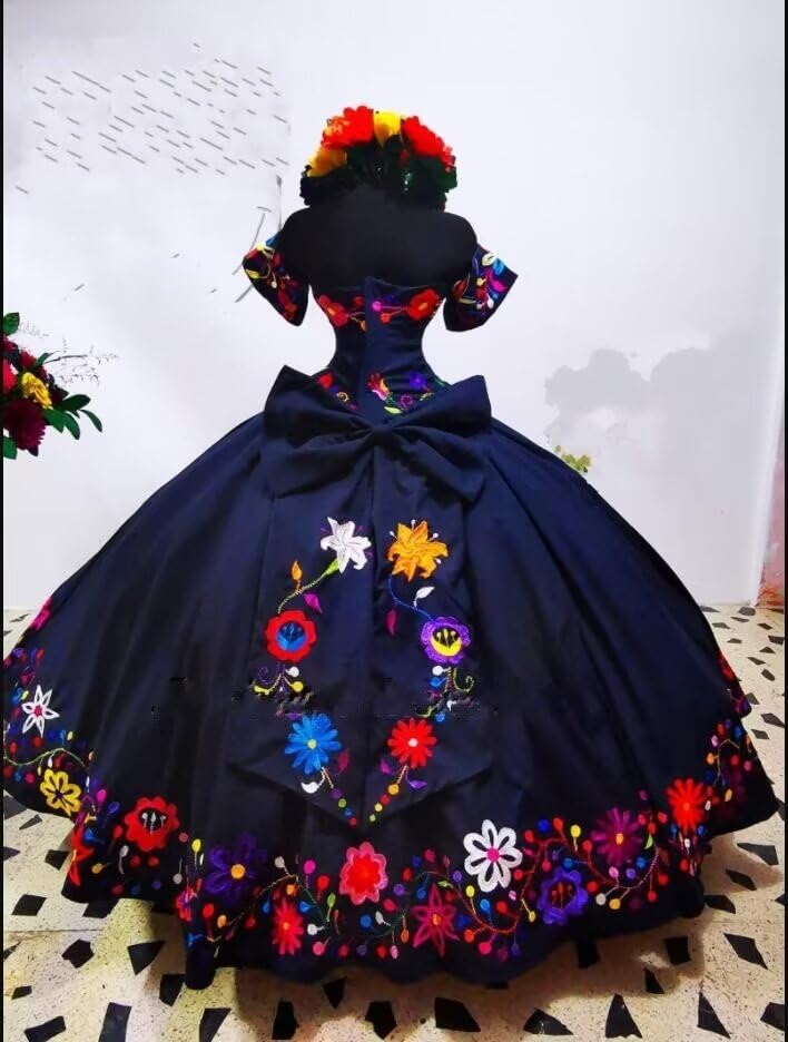 Vintage Mexican Style Flowers Embroidered Charro Quinceanera Dresses Off The Shoulder Special Occasion Dress Womens 20252