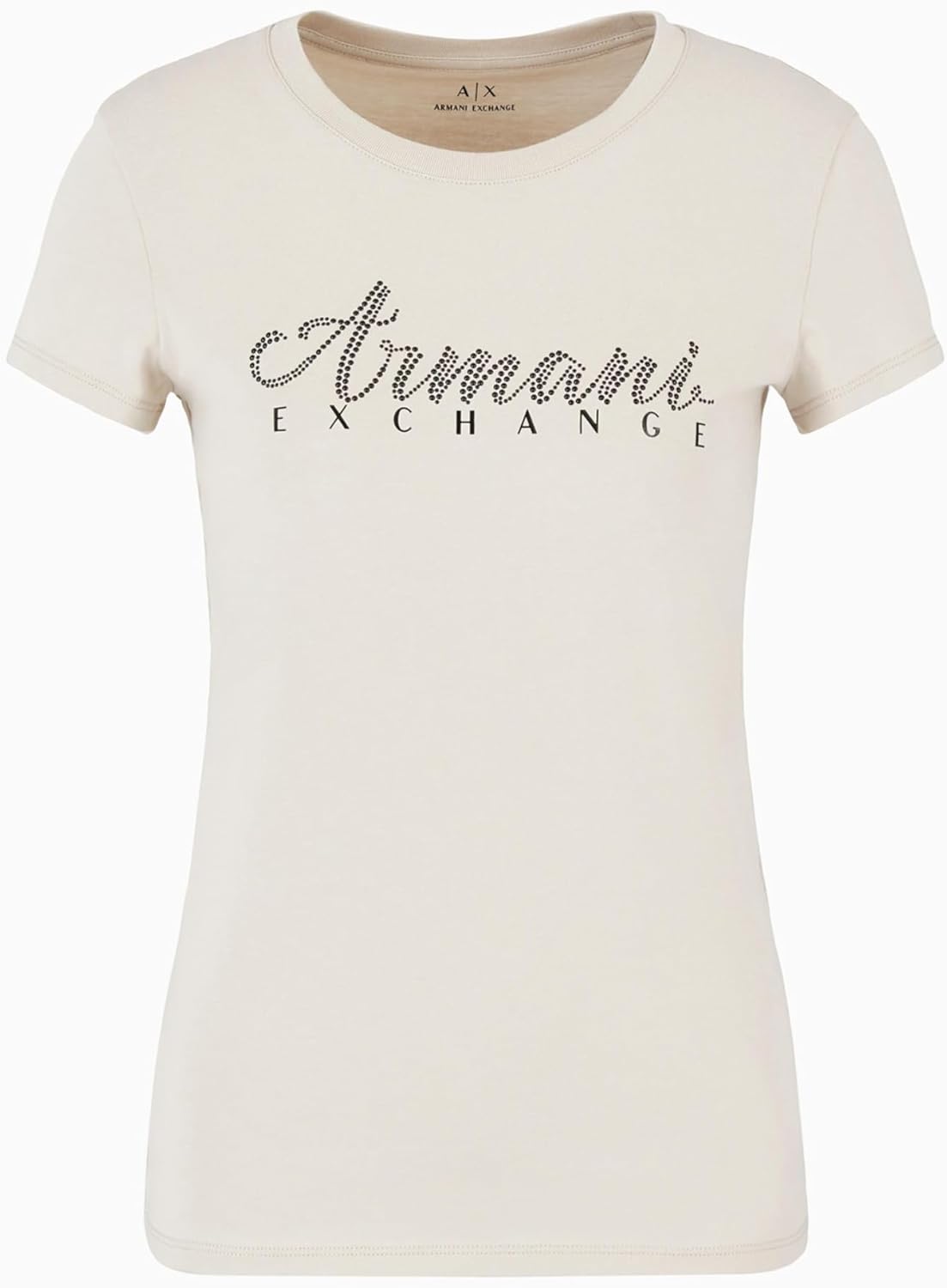 Armani Exchange Women's Short Sleeve Classic Script Logo Scoop Neck Tee, Pisco, Small - Image 3