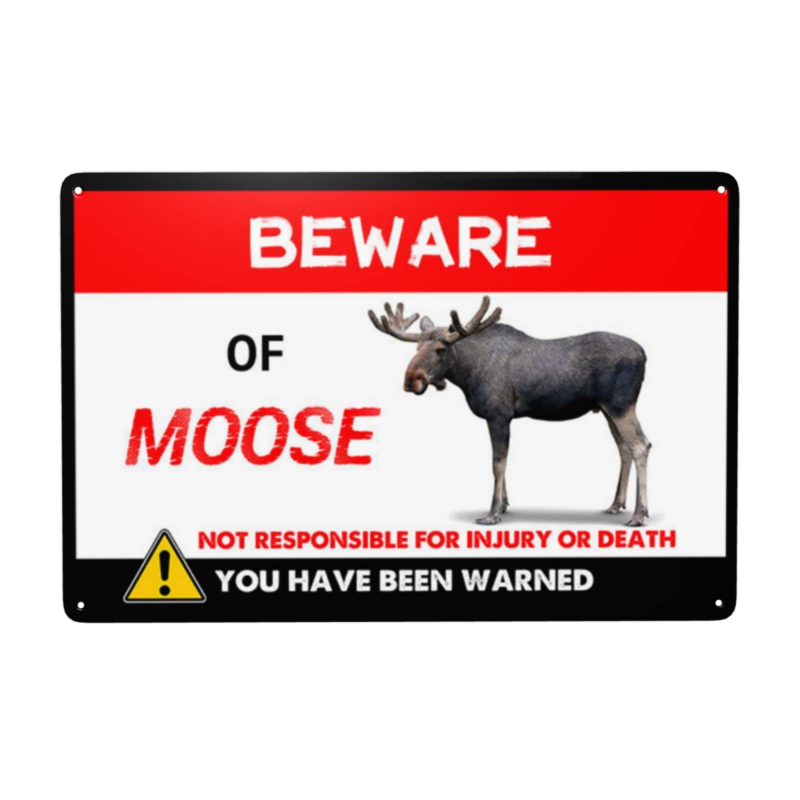 peiyeety Tin Sign Beware of Moose Metal Tin Sign Vintage Aluminum Sign for Outdoor Garden Wall Decor 8x12 Inch