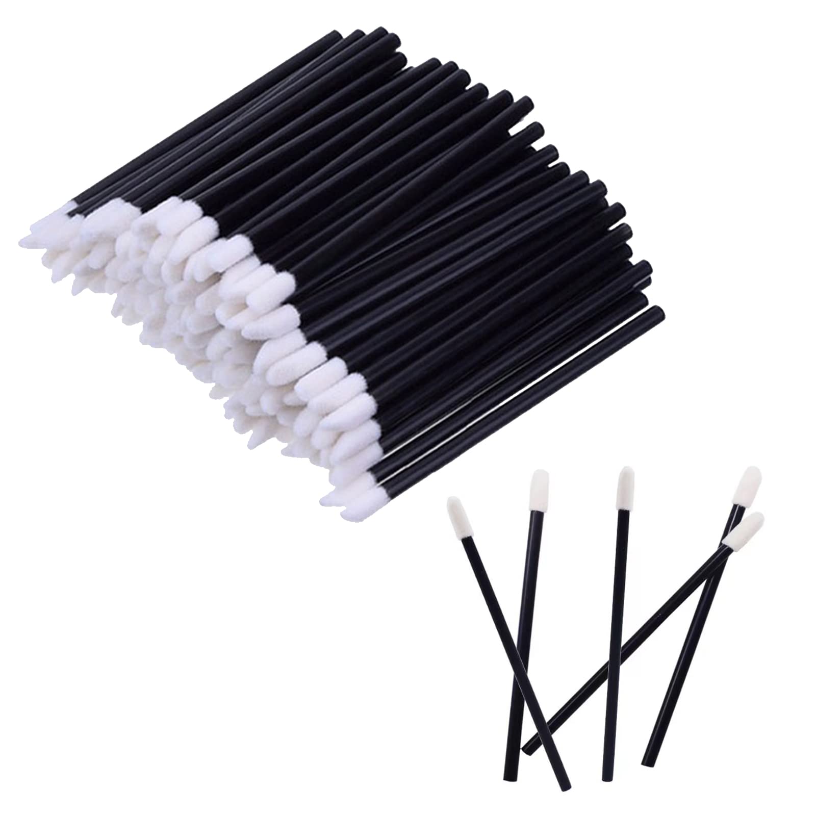 PAITOK Disposable Lip Brushes Wands,200 PCS Lip Applicator Disposable Lipstick Brush Applicator Lip Gloss Concealer Brushes Makeup Tools for Lips Eyes (Black)