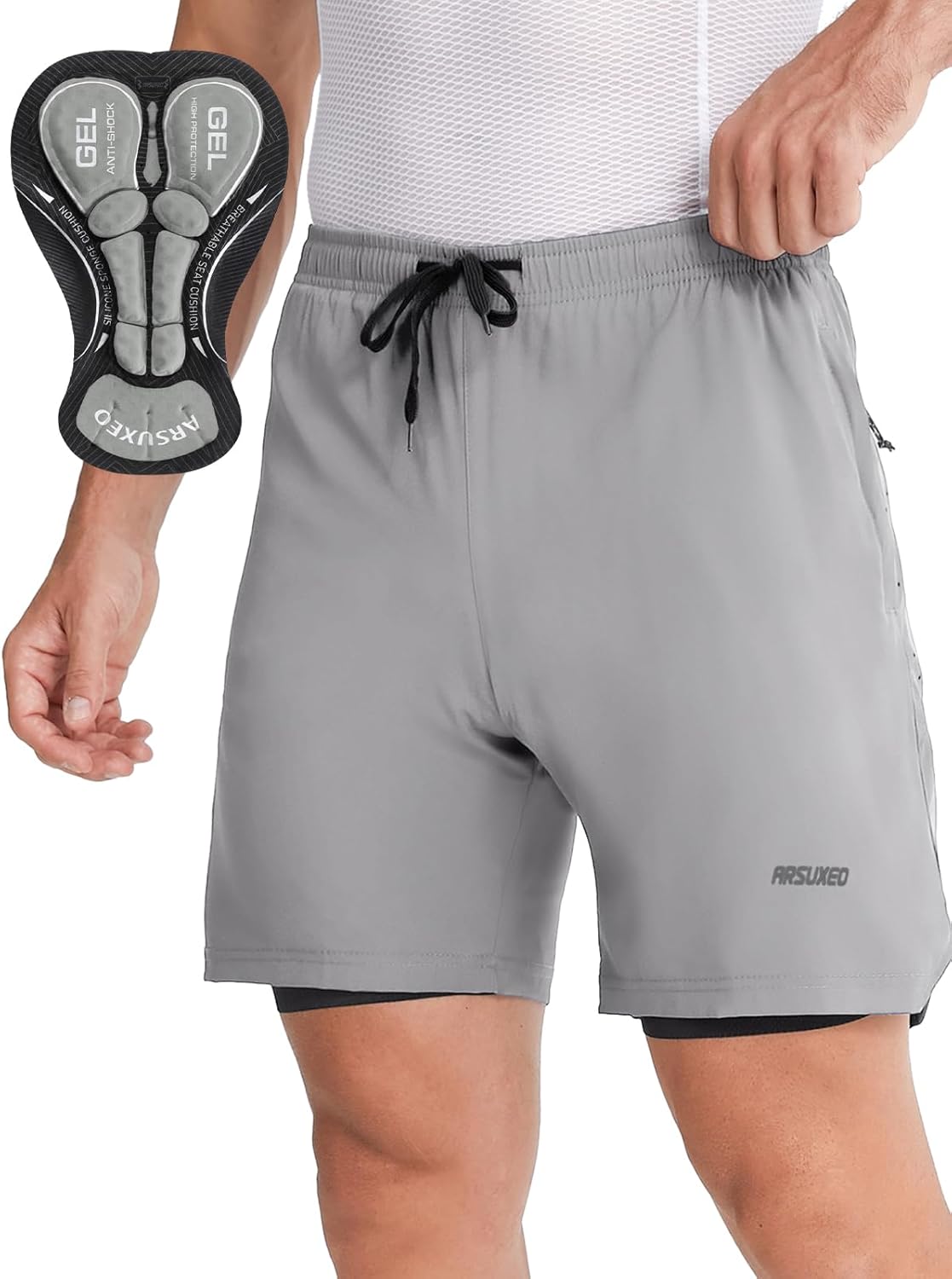 ARSUXEO Loose Fit Padded Bike Shorts for Men Cycling Shorts Mountain Bike Shorts