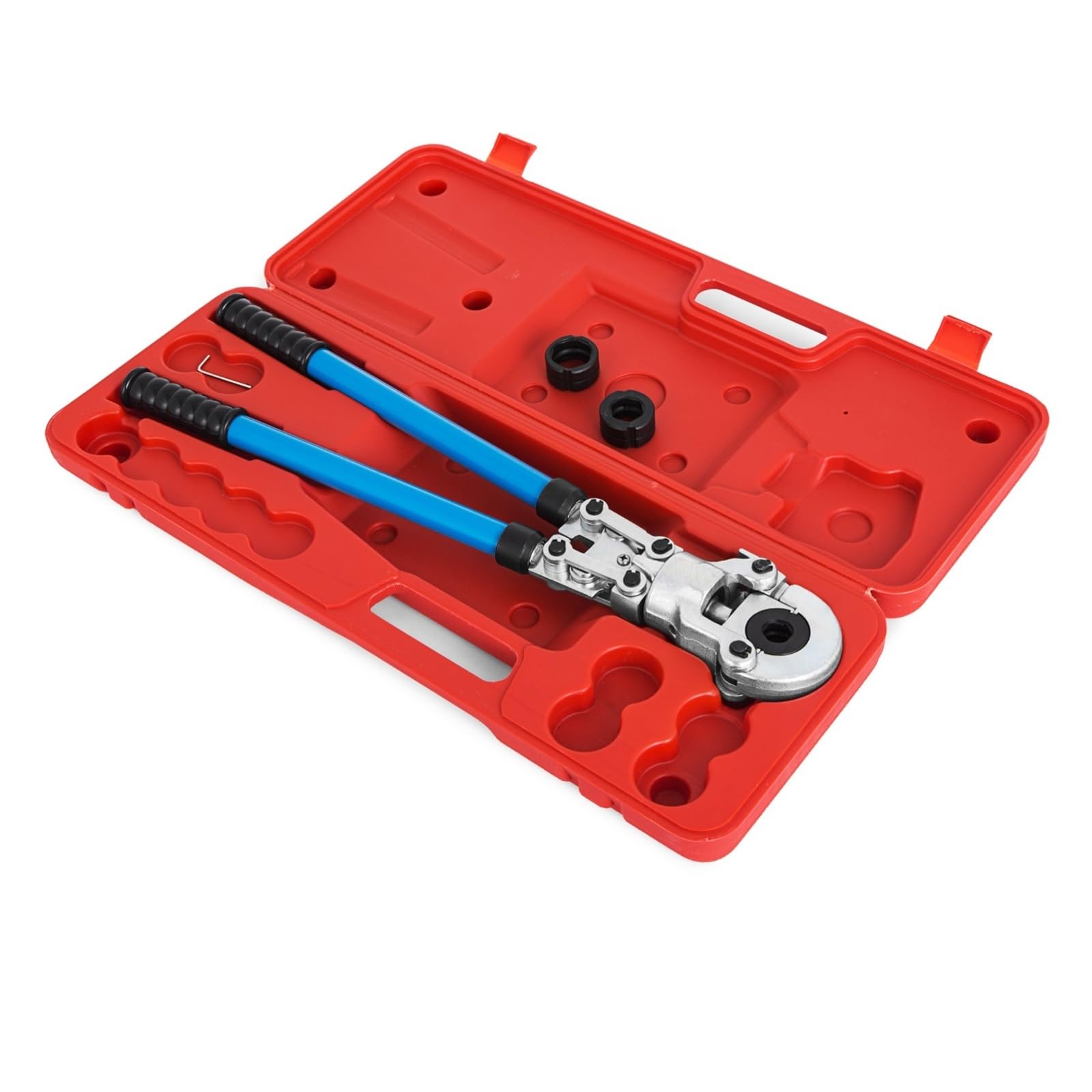 Smtyxs One Color Steel Pex Pipe Crimping Tools W/Th/U/V Type Dies Copper Multilayered Tube Crimper Plumbing Pressing Tongs Composite Kit Secure Crimping(Vus 3Dies)