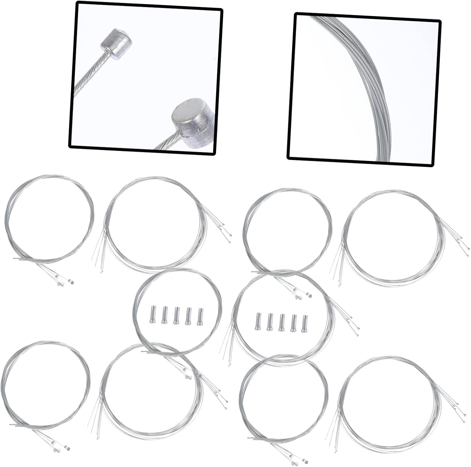 Mountain Bike Brake Shifter Cable Kit 5 Sets Black End Caps Pedal Car Line Accessory