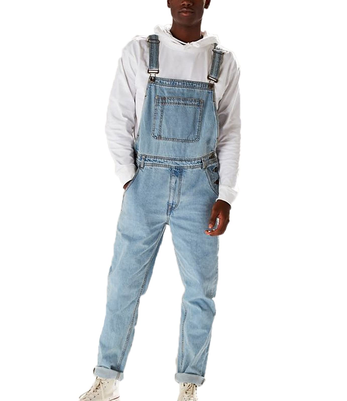 Peto con Peto y Tirantes para Hombre Stonewash Monos clásicos Ropa de Trabajo Estudiante S - 3XL
