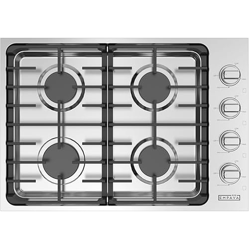 Empava 30" Built-in Gas Stove Cooktop with 4 Sealed Burners LPG Convertible in Stainless Steel, 30 Inch
