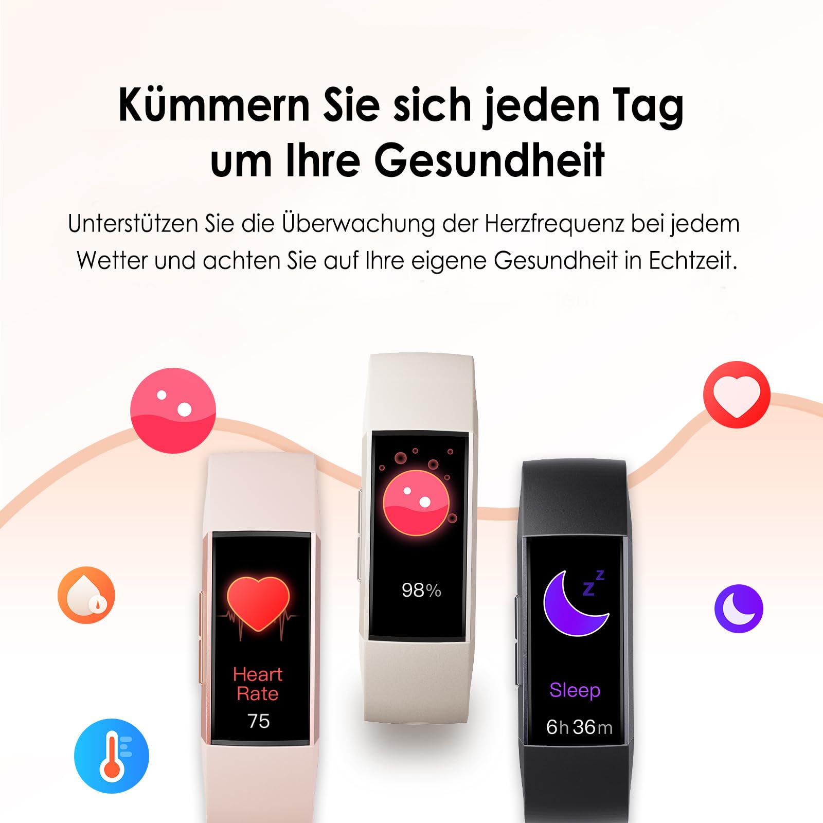Fitnessuhr Herren Fitness Tracker Herren Blutdruckmessung Schlaftracker Gesundheitsuhr Schrittzähler ohne App und Handy Fitnessuhr Damen Schmal Pulsuhr Smartwatch Sportuhr Android IOS Schwarz Blau