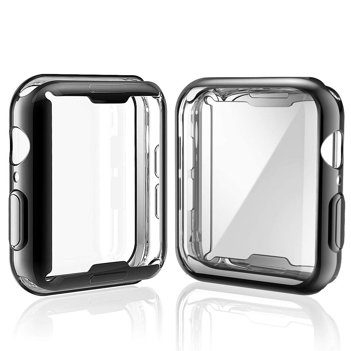 Julk [2-Pack] 40mm Case for Apple Watch SE 2023 / Series 6 / SE/Series 5 / Series 4 Screen Protector, Overall Protective Case TPU HD Ultra-Thin Cover (1 Black+1 Transparent)