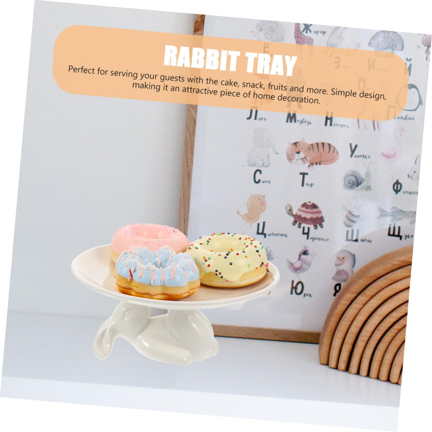 HEMOTON 1 Jeu Plateau Lapin en Céramique Assiettes Lapin De Pâques Plateau D'accessoires Assiette à Gâteau De Pâques Présentoir à Cupcakes en Céramique Blanche Porte-clés Le Dessert