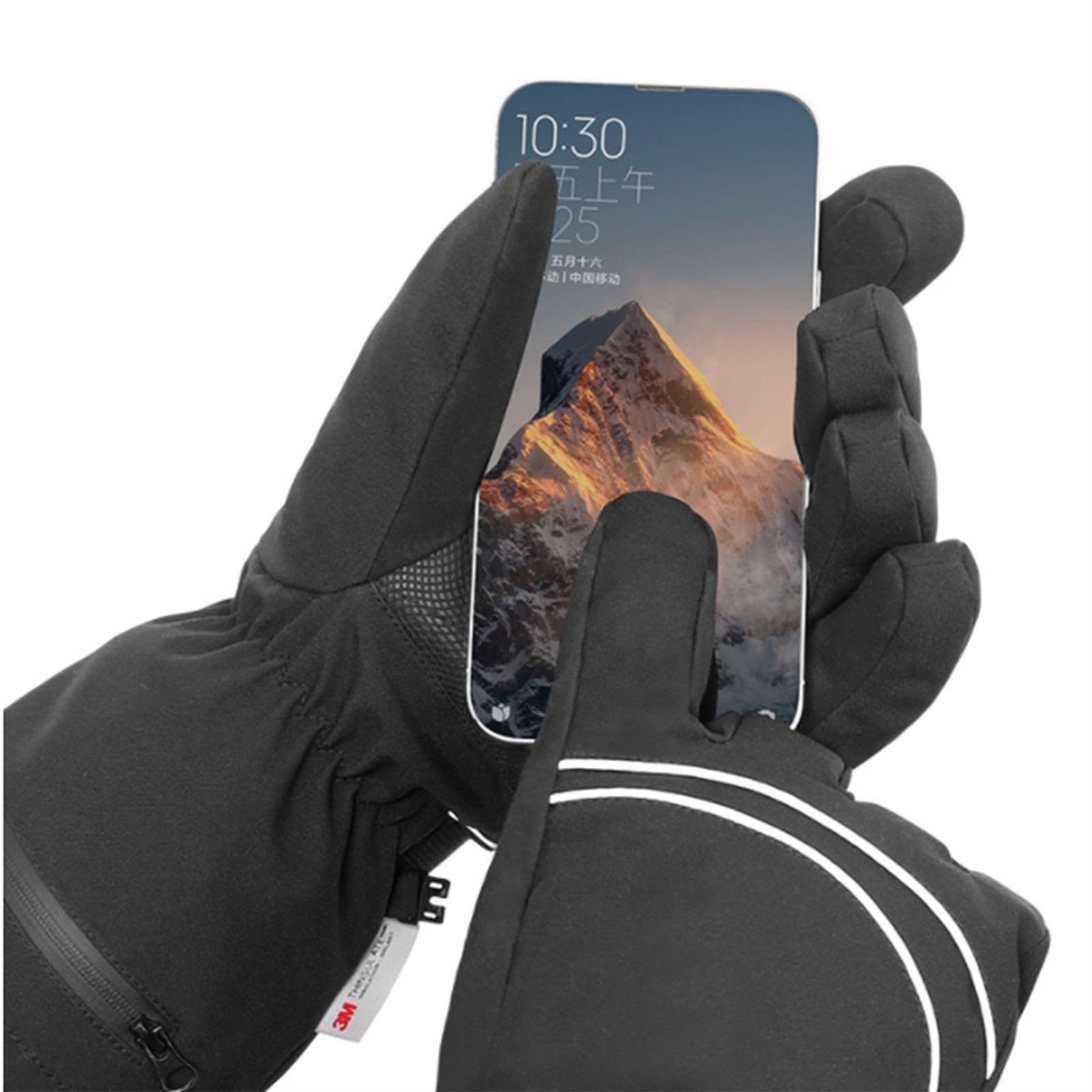 Guantes térmicos de invierno para hombres y mujeres, termostato automático y pantalla y para todo tipo de actividades al aire libre, senderismo, pesca, esquí, camping, guantes para mujer (negro, talla