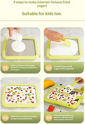 Miniatura 2 de At-Home - Kit para hacer helados enrollados, máquina de helado enrollado, placa de congelación instantánea con 2 raspadores, bandeja de helado