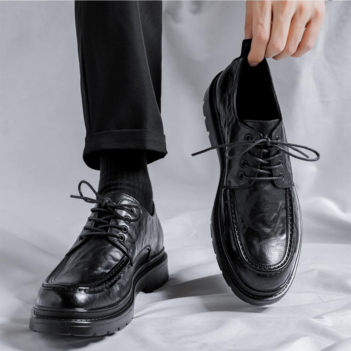 Scarpe Oxford da Uomo con Plateau Business Classic Eleganti | Scarpe Formali Stringate Matrimonio per L'Ufficio l'uso Quotidiano