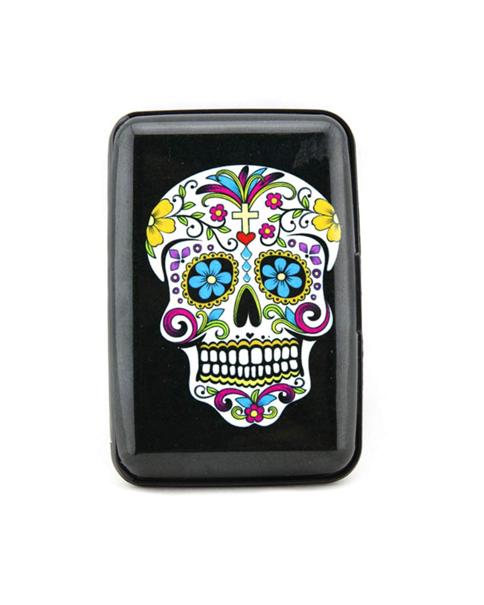 Sugar Skull Day of the Dead Card Holder ID Wallet Skull Face Credit Card Case
