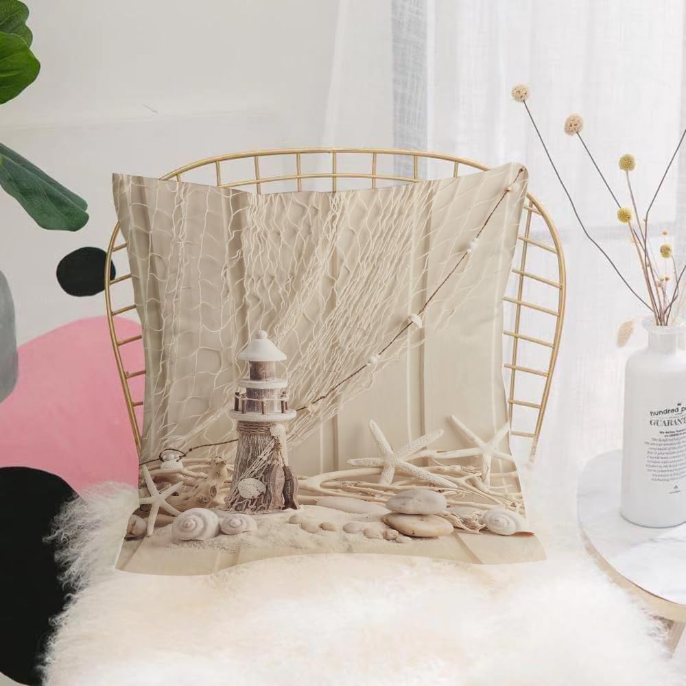 HYMSXW Cushion Cover,Throw Pillow Case Home Decorative for Living Room Bedroom Sofa Chair 20X20 Inch,Marine life decoration and on wooden shabby background,Pillowcase 50X50cm