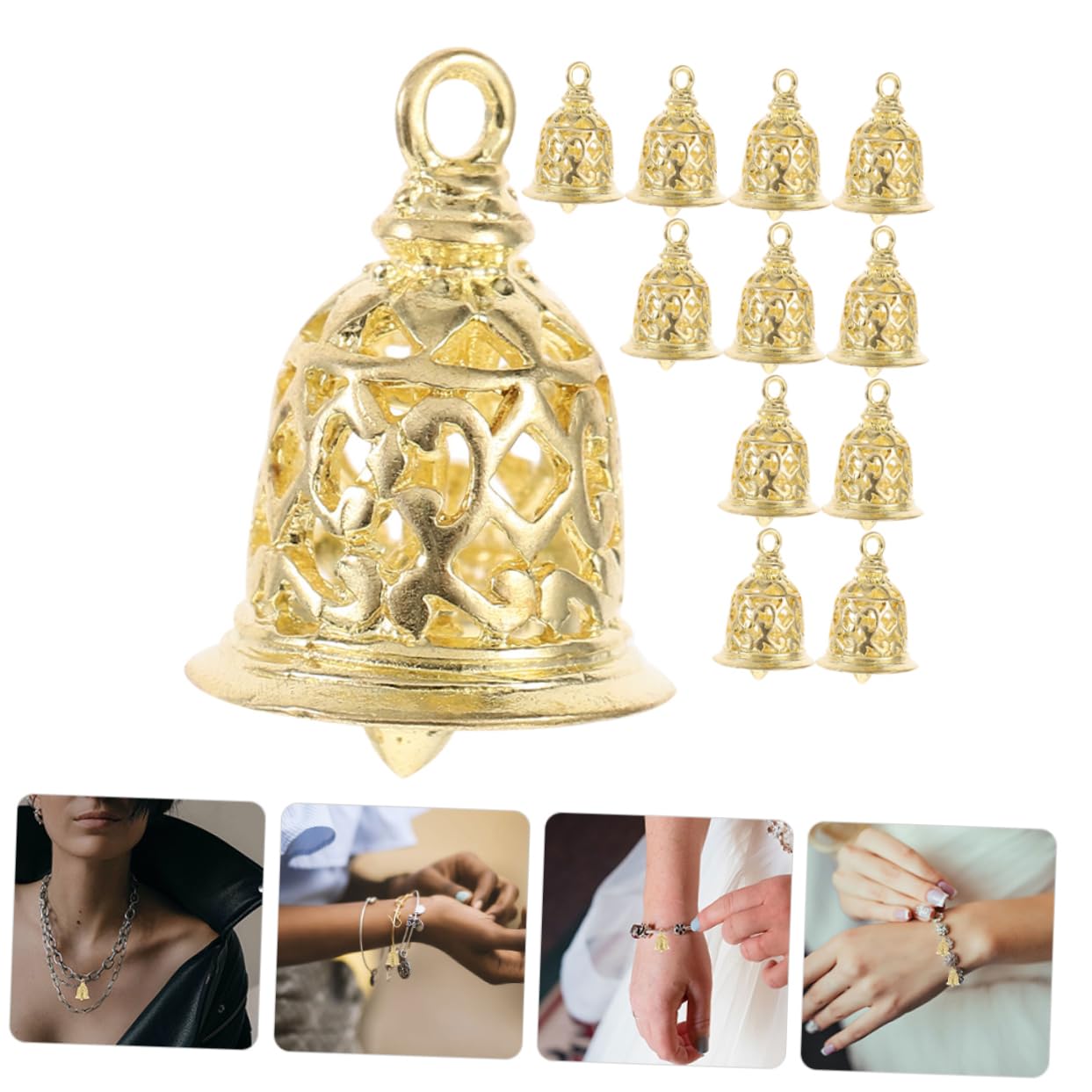 MAGICLULU 5 Set Ciondolo Campana Piccolo Piccole Campane Mini Campanelli Kit Fabbricazione Ornamento Di Artigianato Natalizio Decorazione Appesa Fata Rame Golden 12 Pezzi * 5