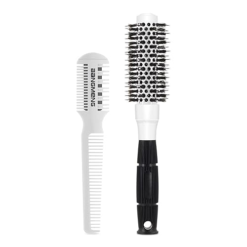 Cepillo redondo para secado con soplado, cepillos de pelo pequeños de barril redondo de 1 pulgada con cerdas de jabalí con punta de bola, Nano Tech