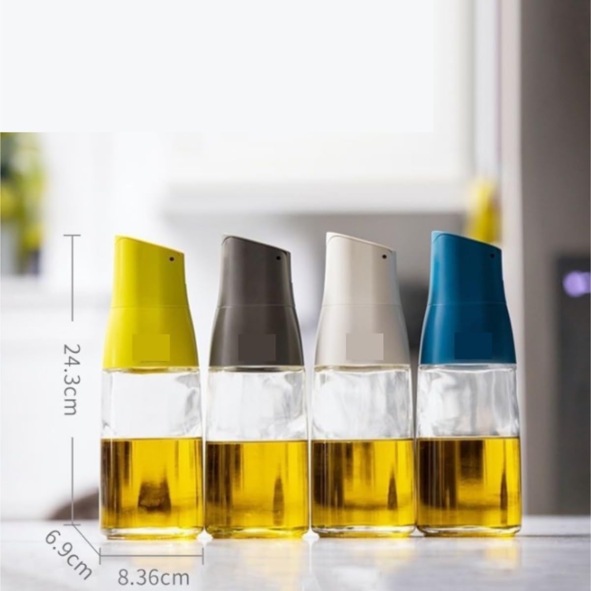 Set di 3 dispenser di olio in vetro, bottiglie di olio d'oliva, aceto e salsa di soia, contenitori da cucina, eleganti ampolle blu per olio e aceto per cucinare