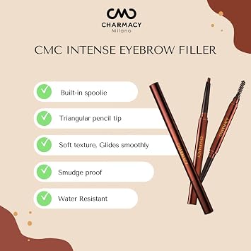 CHARMACY Triangle Eyebrow Pencil - Waterproof, Smudge-Proof, Dual-Ended with Spoolie | Vegan & Hypoallergenic | Precision Define, Fill, Shape for Beginners #02