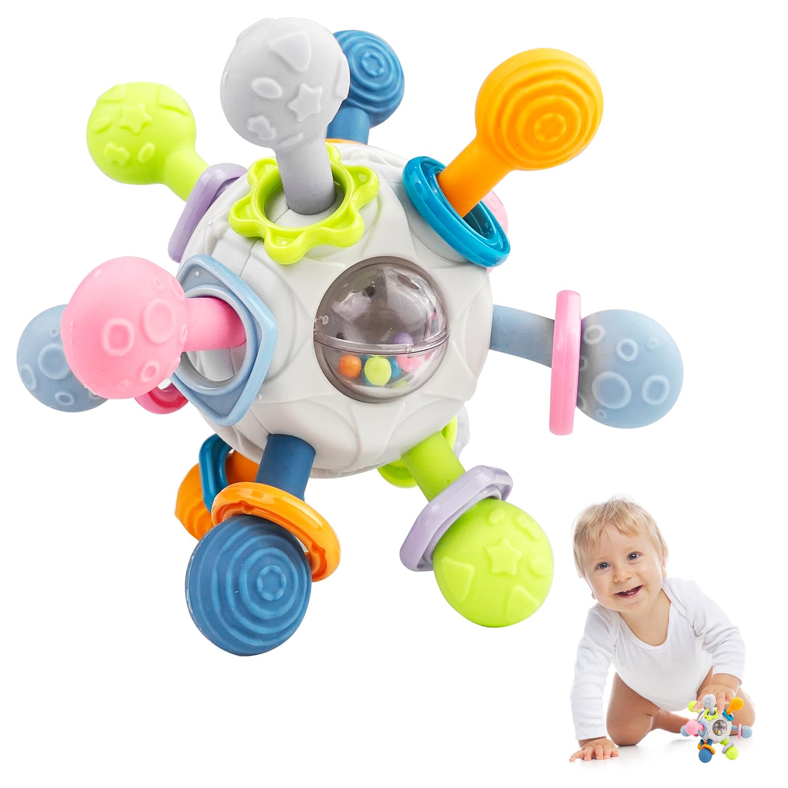 Rseuphiee Juguete de Pelota para bebé, Pelotas Sensoriales bebe, Sonajero Bebe, Juguete Educativo Temprano Montessori, Juguete de Entrenamiento Sensorial, Adecuado Como Regalo para Niños y Niñas