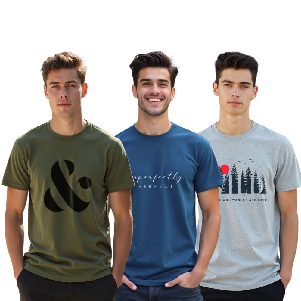 NOBERO Men's Graphic Printed Regular Fit Cotton T-Shirt (Pack of 3) - Image 8