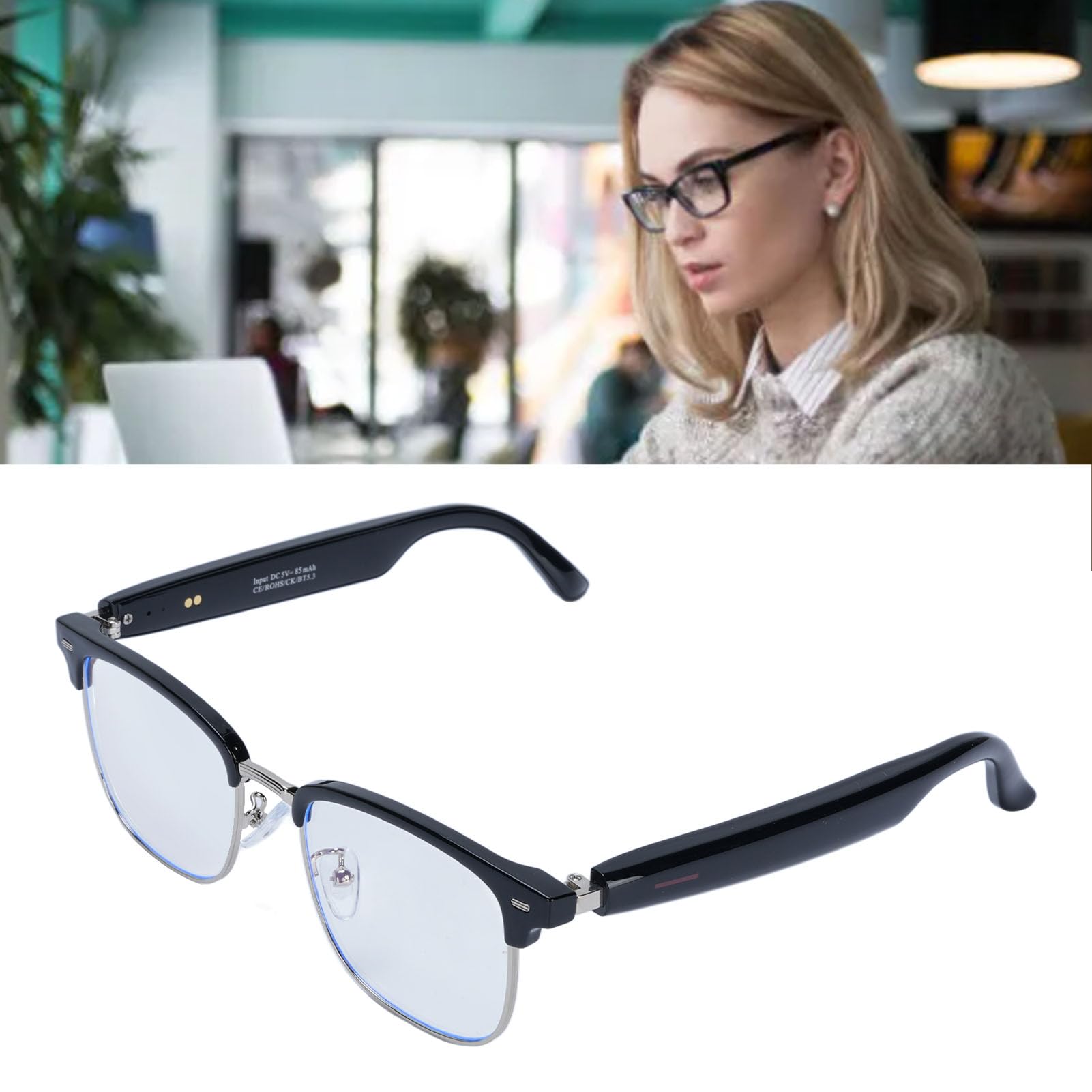 Topiky AI Translation Smart Glasses with Chatgpt, Vetri di Traduttore Video in Tempo Reale, Lingue da Sole Traduzione di Lingue a Luce Anti -Blu con Altoparlante per Le attività