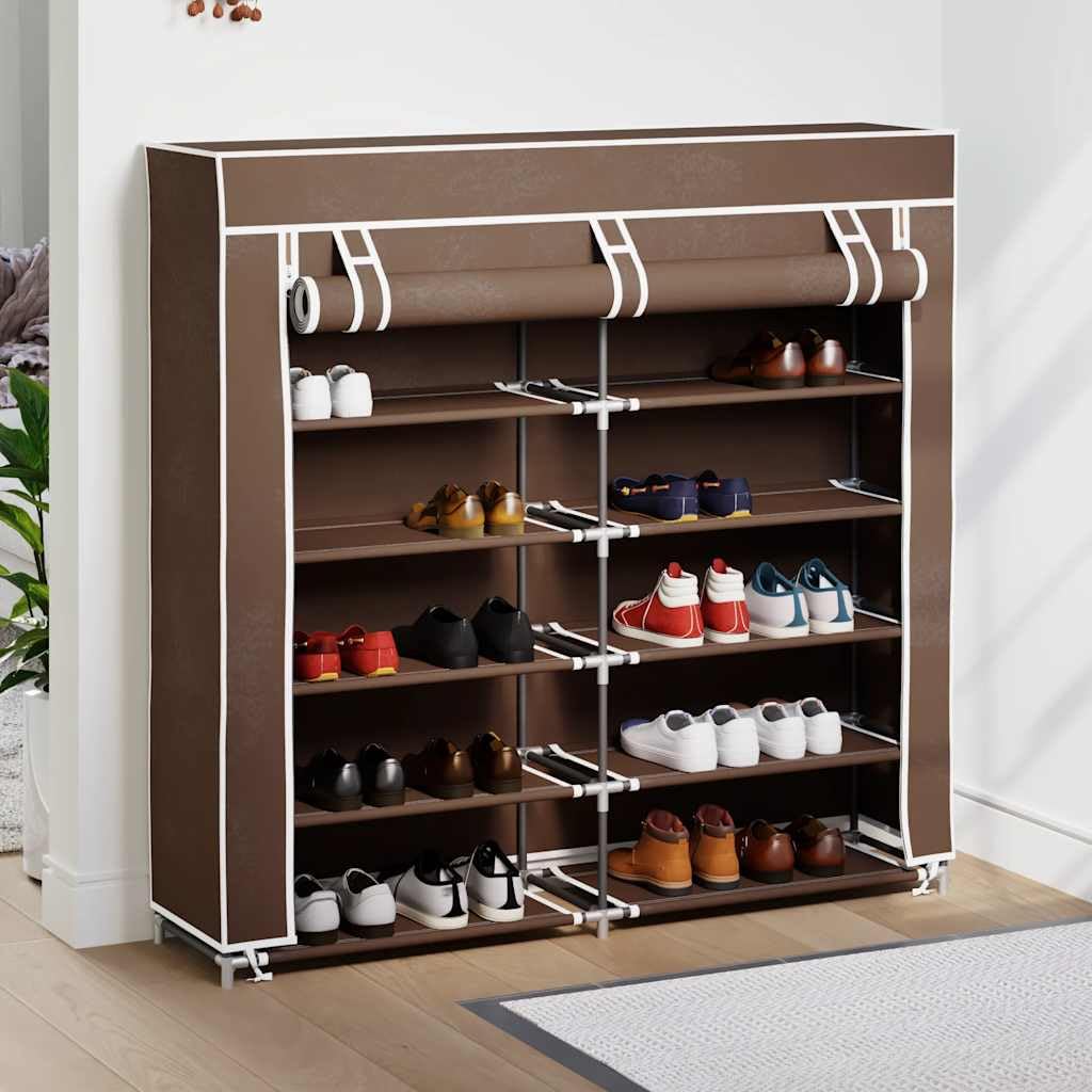 Zapatero con Funda 115x28x110 cm Tela Marrón