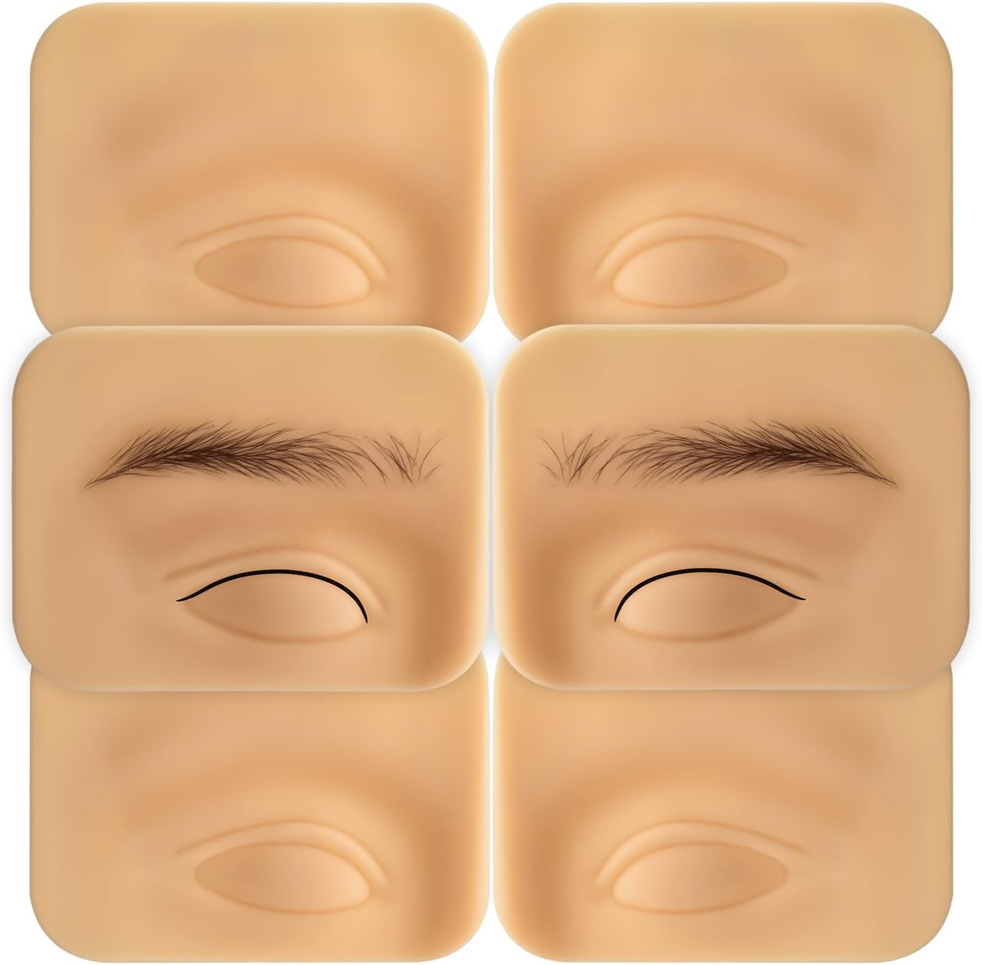 3 Pairs Thickened Silicone Practice Tattoo Training Skin - 3D Eyelid Semi-Permanent Eyebrow Fake Skin
