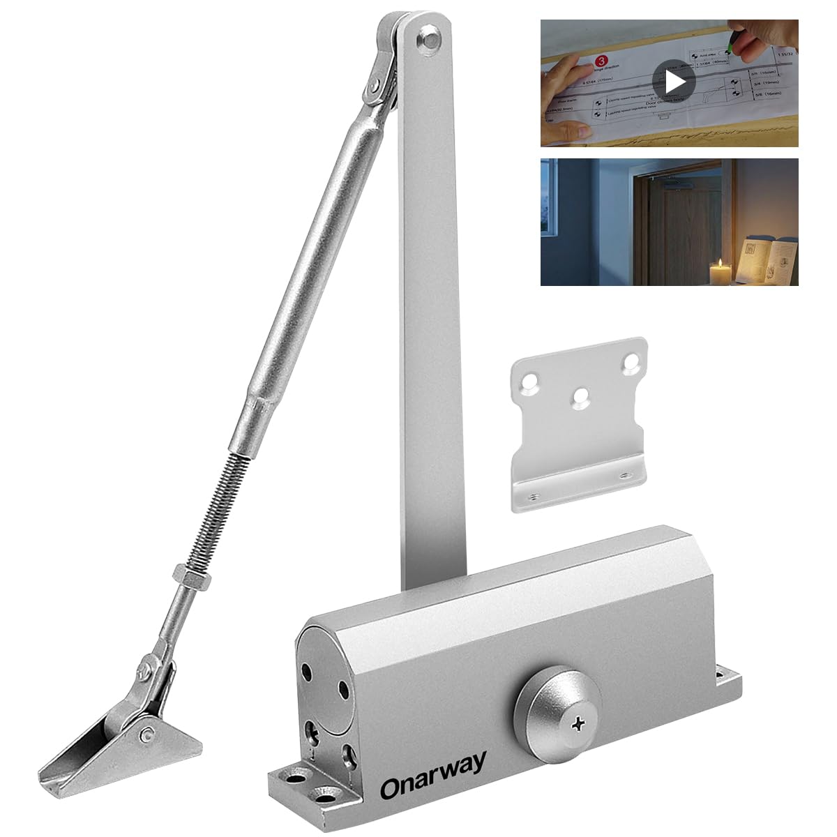 DOOR CLOSER 3ヶセット Onarway Automatic Door Closer Size-3: Hydraulic Slam-Free Soft