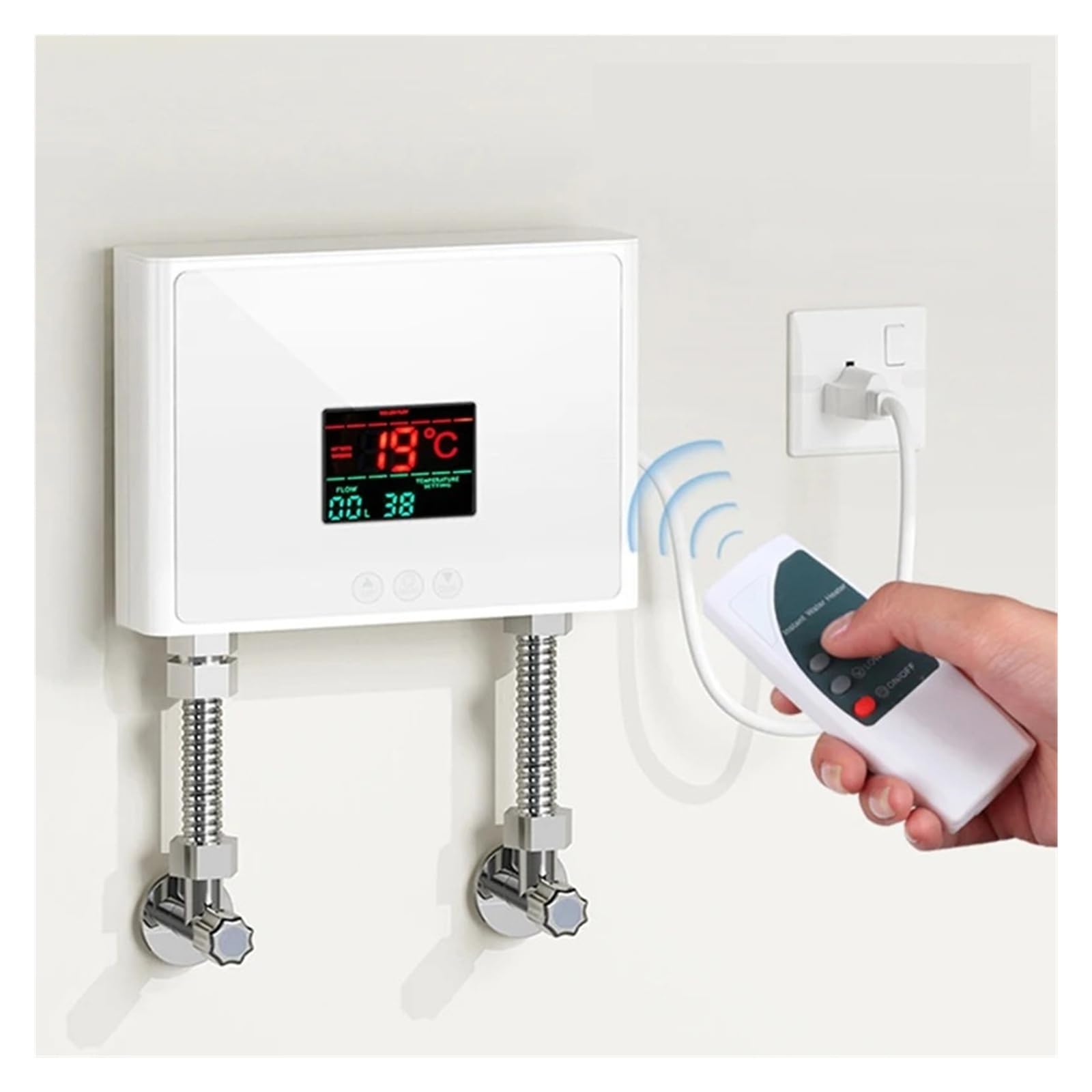 Podgrzewacz wody przepływowy 3000 W, ścienny, elektryczny, do łazienki, prysznica z ciepłą wodą Codzienne gospodarstwo domowe(Nero)