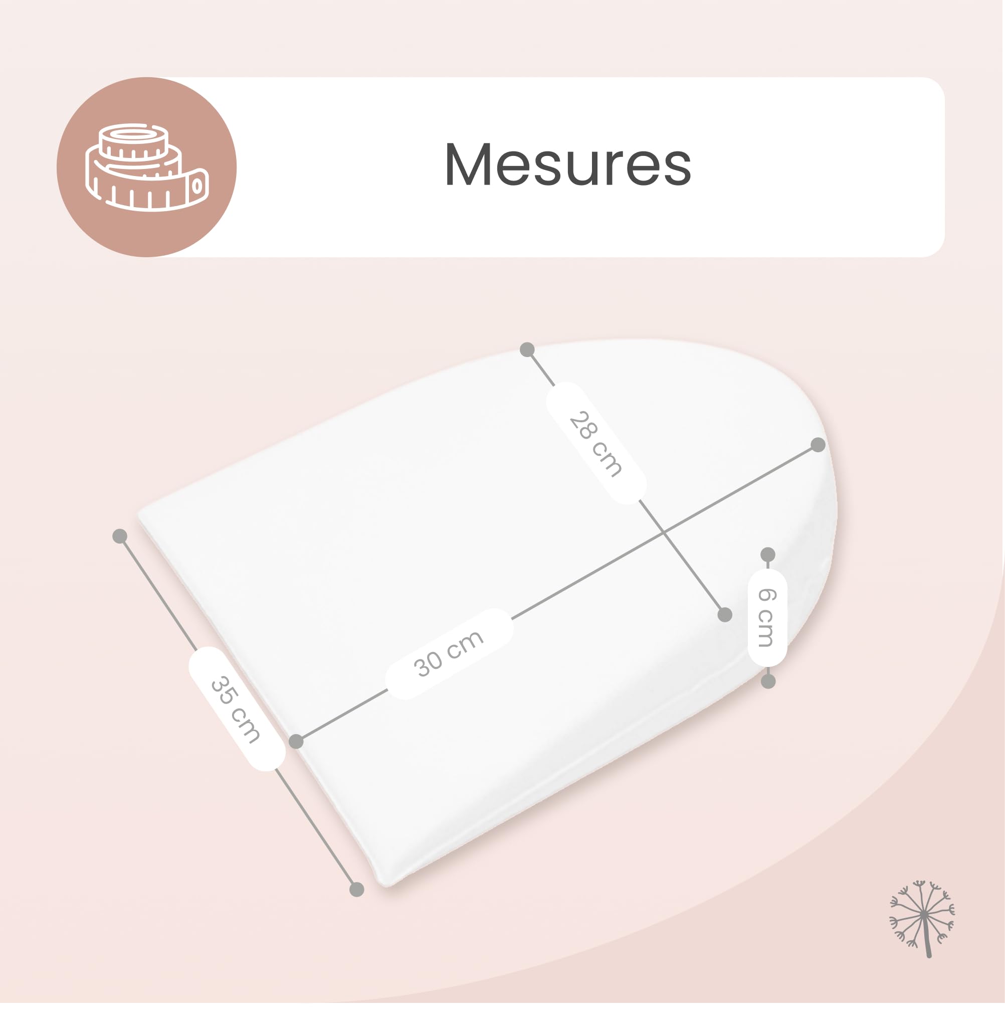 MIMUSELINA Oreiller Anti Reflux | Coussin Incliné pour Éviter Les Reflux et Les Coliques dans Le Lit ou Le Berceau | Coussin Ergonomique Imperméable | Forme Semi-Circulaire 35x28x6cm