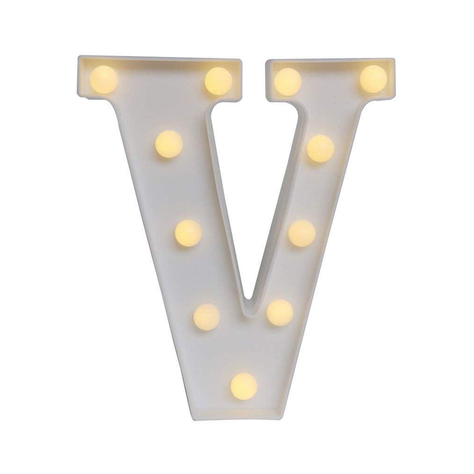Ogrmar Decorative Led Light Up Number Letters, White Plastic Marquee Number Lights Sign Party Wedding Decor Battery Operated (V)