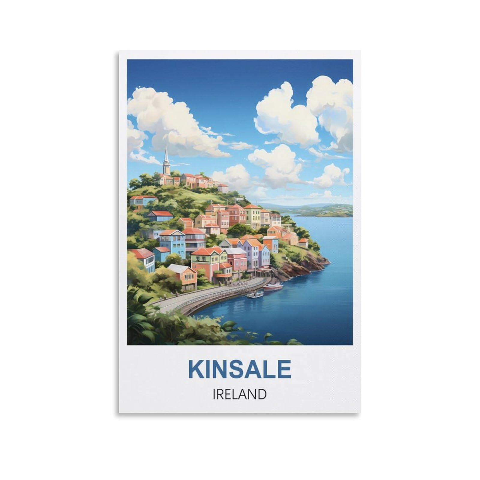 EZMLFA 5D Diamond Art Kits for Beginner,Kinsale Ireland Crystal Rhinestone Embroidery Craft Kits for Home Wall Decor Gifts, 40x50cm