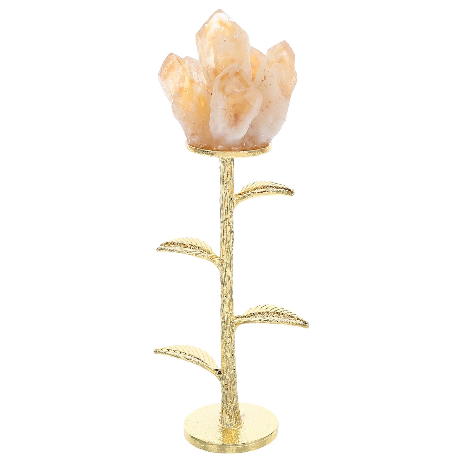 Ornement de fleur cristal naturel et tige metallique pour table