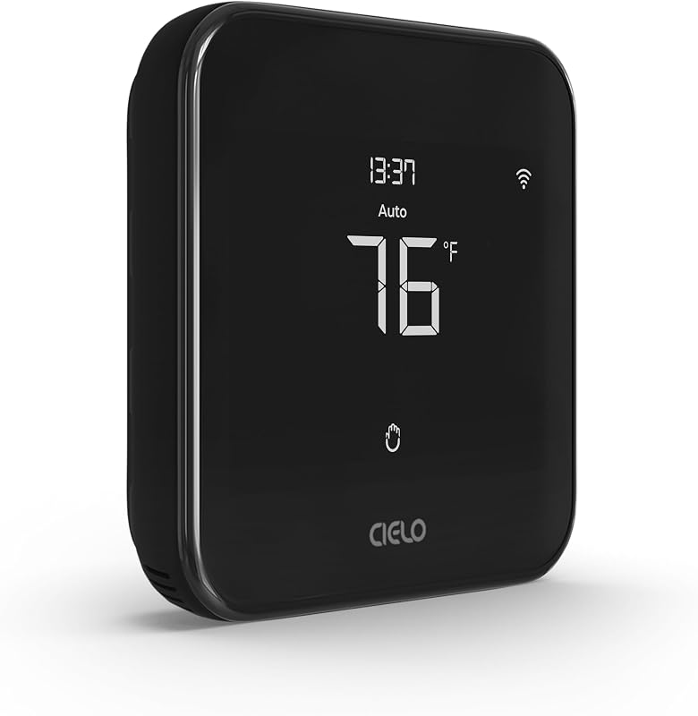 Cielo Smart Thermostat Eco for Central HVAC, Energy Star Certified (Black) | Supports Conventional Systems up to (2H/2C) & Heat Pumps (4H/2C) | Free C-Wire Adapter | NOT for Mini Split Systems